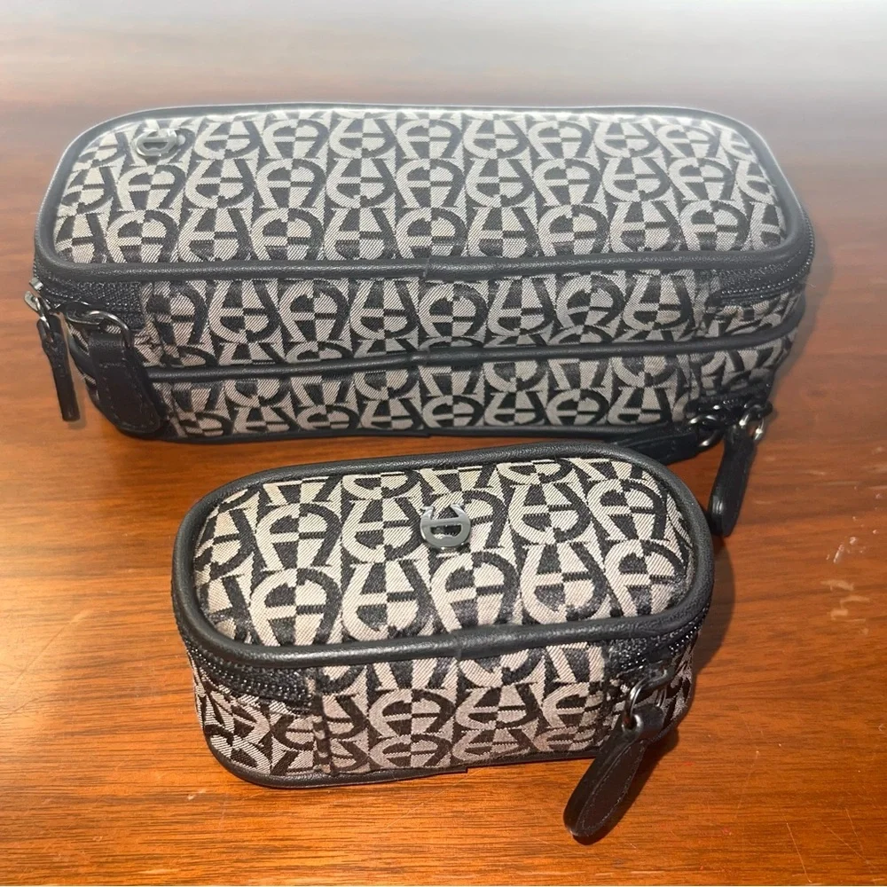New Etienne Aigner Travel Contact Glasses Cases Zippered Accessory Purse Mirror